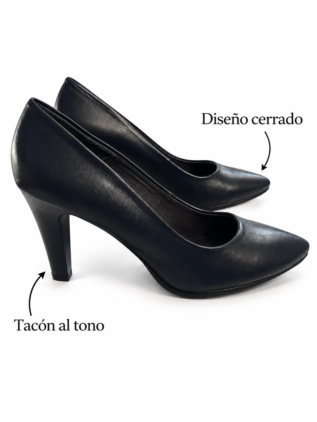 Zapatos de salón Chamby 4330 azul marino: diseño cerrado y tacón al tono