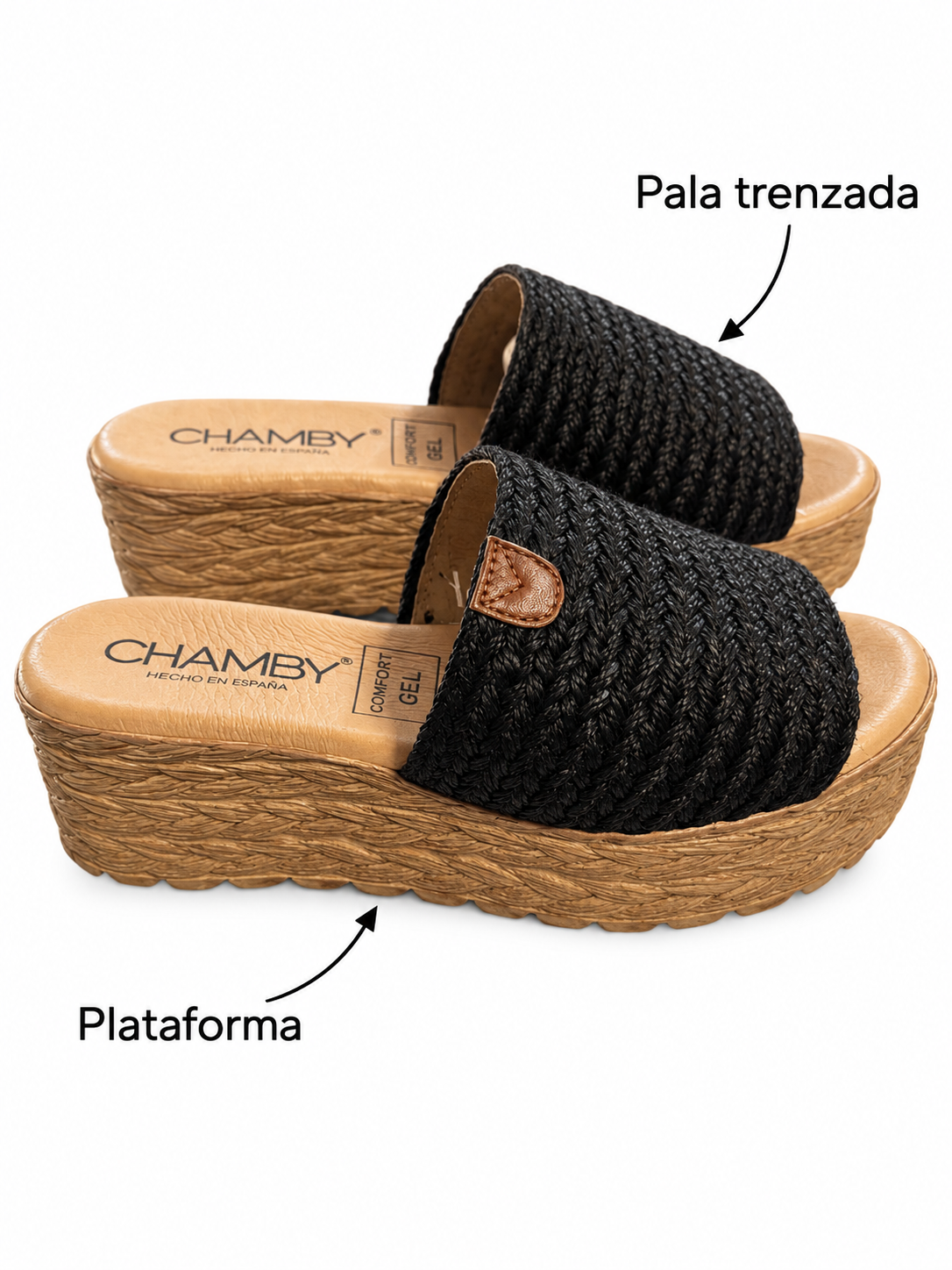 Sandalias Chamby 313 con pala trenzada y plataforma