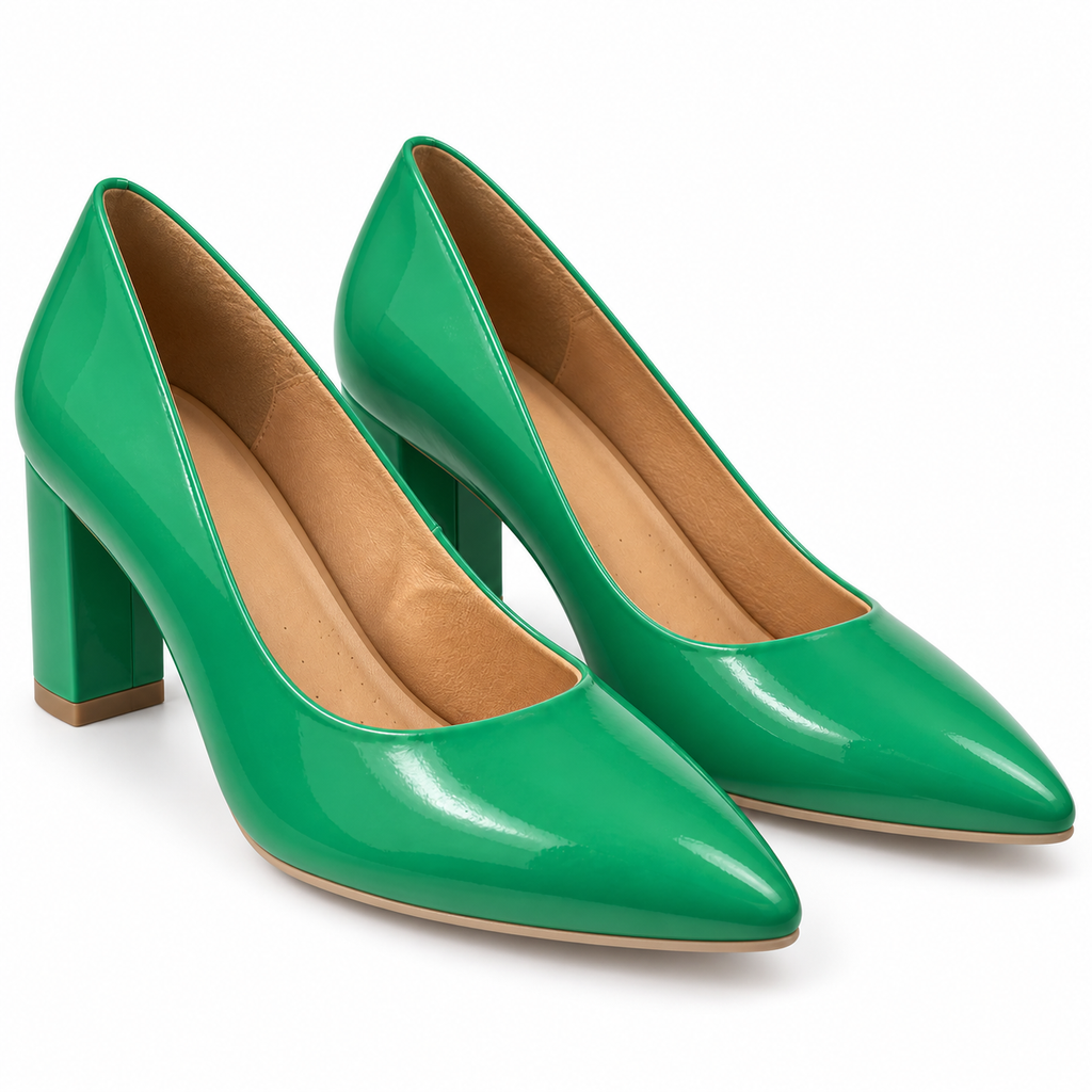 Zapatos de salón CHAMBY 4350 Charol Verde sobre fondo blanco
