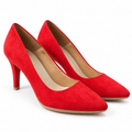 Zapatos de salón CHAMBY 4350 Ante Rojo sobre fondo blanco