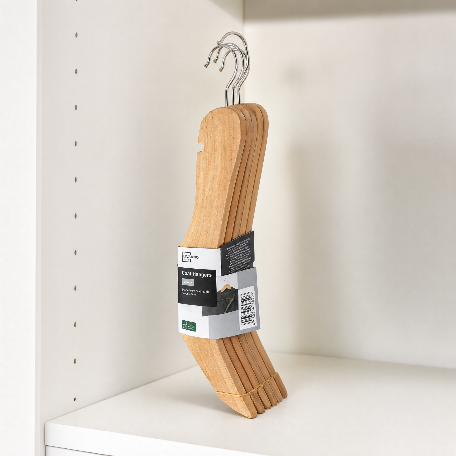 Livarno perchas de madera con gancho (paquete con etiqueta)