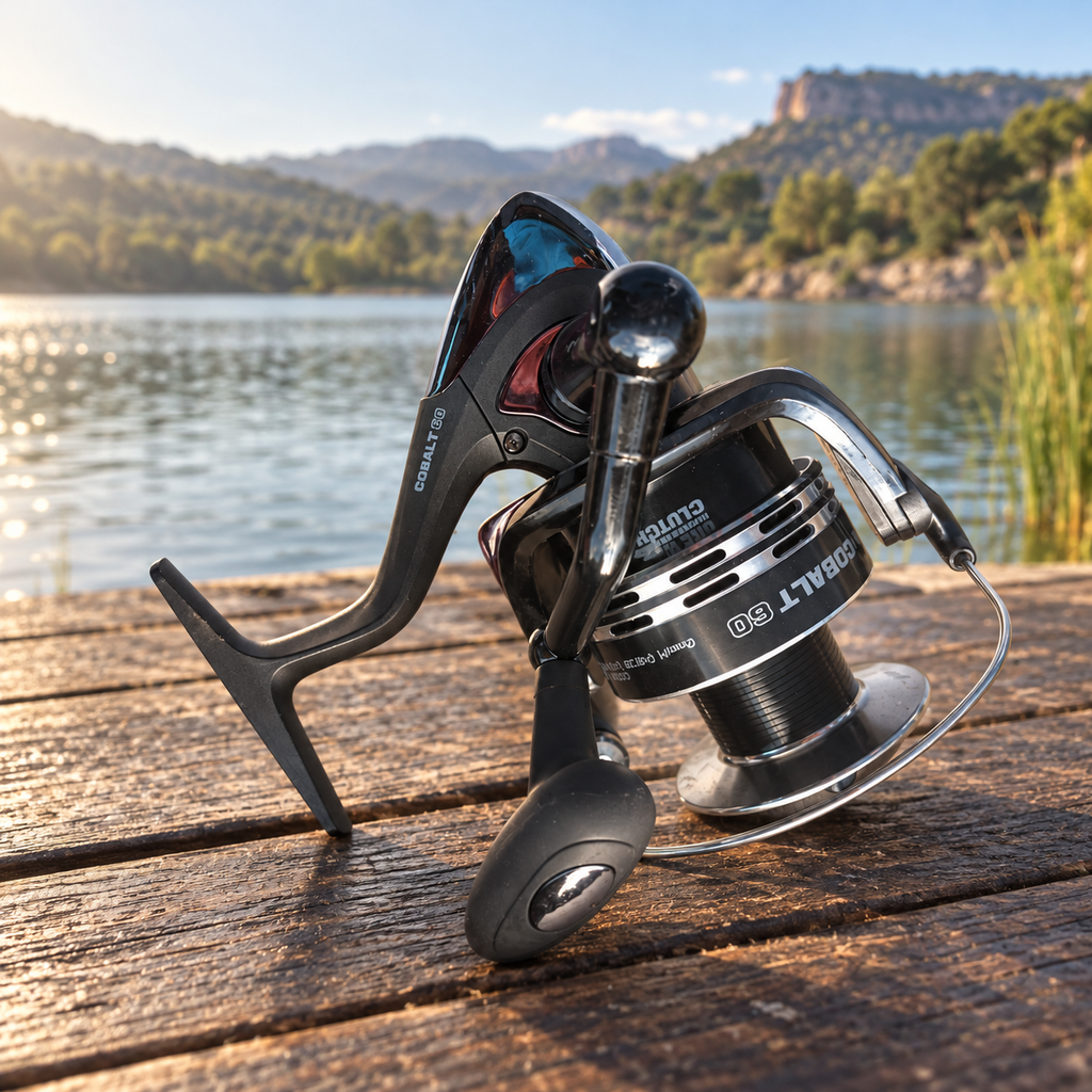 Carrete Cobalt 60 Clutch junto a un lago, imagen de ambiente