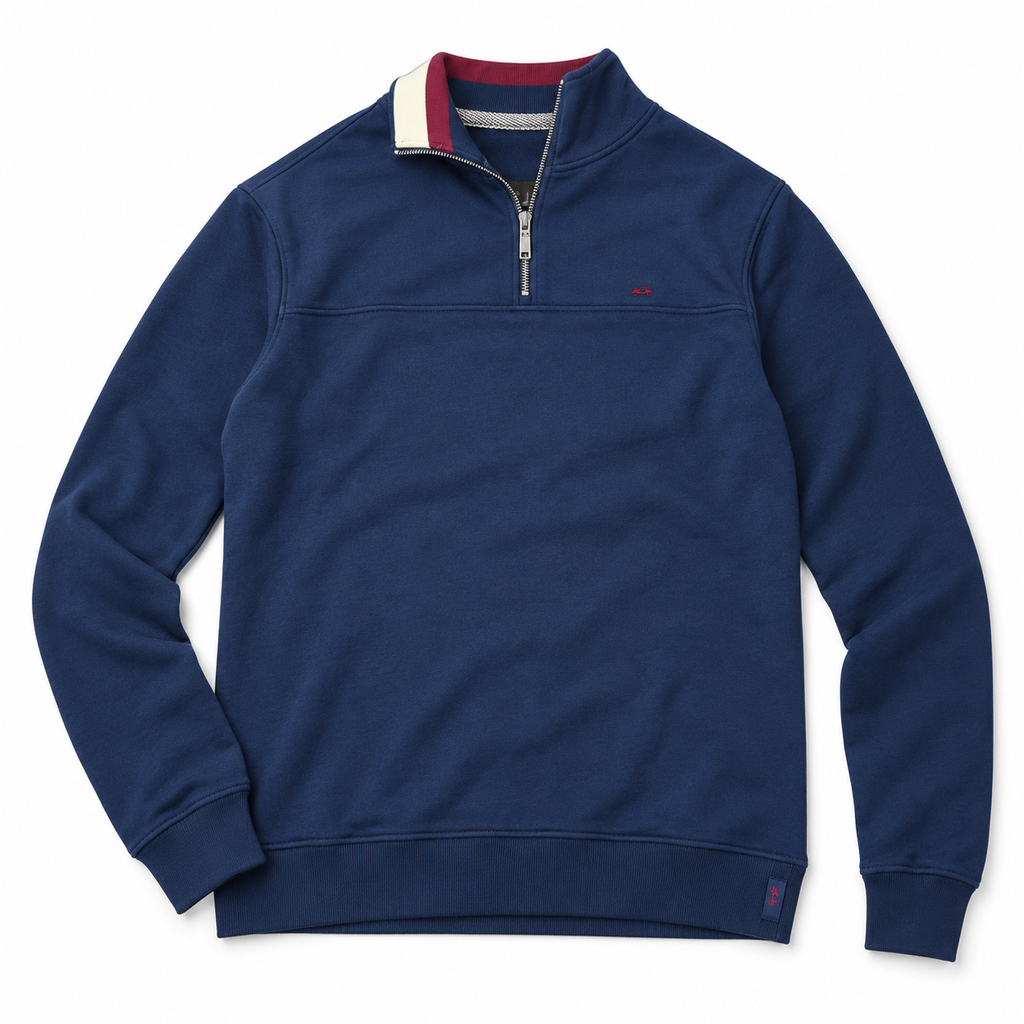 Sudadera Cool Bike SC-102 CB azul marino con media cremallera · Tallas S y XL · presentacion