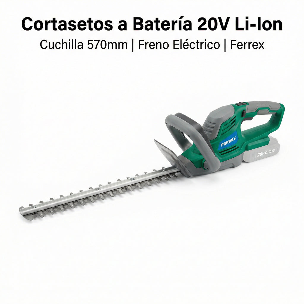Cortasetos a Batería 20V Cuchilla 570mm Freno Eléctrico | Ferrex