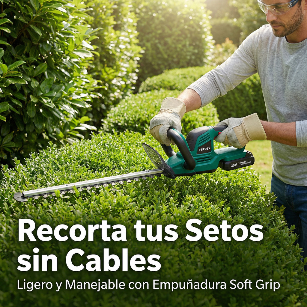 Cortasetos a Batería 20V Cuchilla 570mm Freno Eléctrico | Ferrex