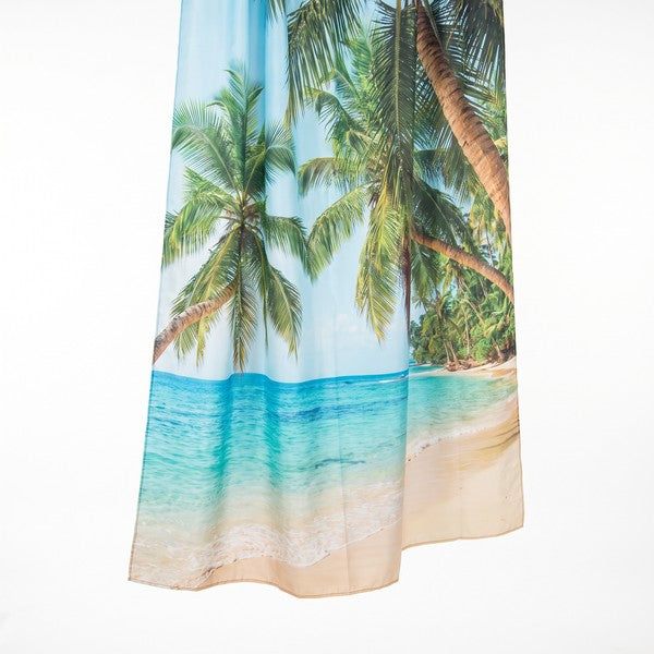 Miomare Cortina de Ducha Textil 180x200cm Diseño Playa Tropical
