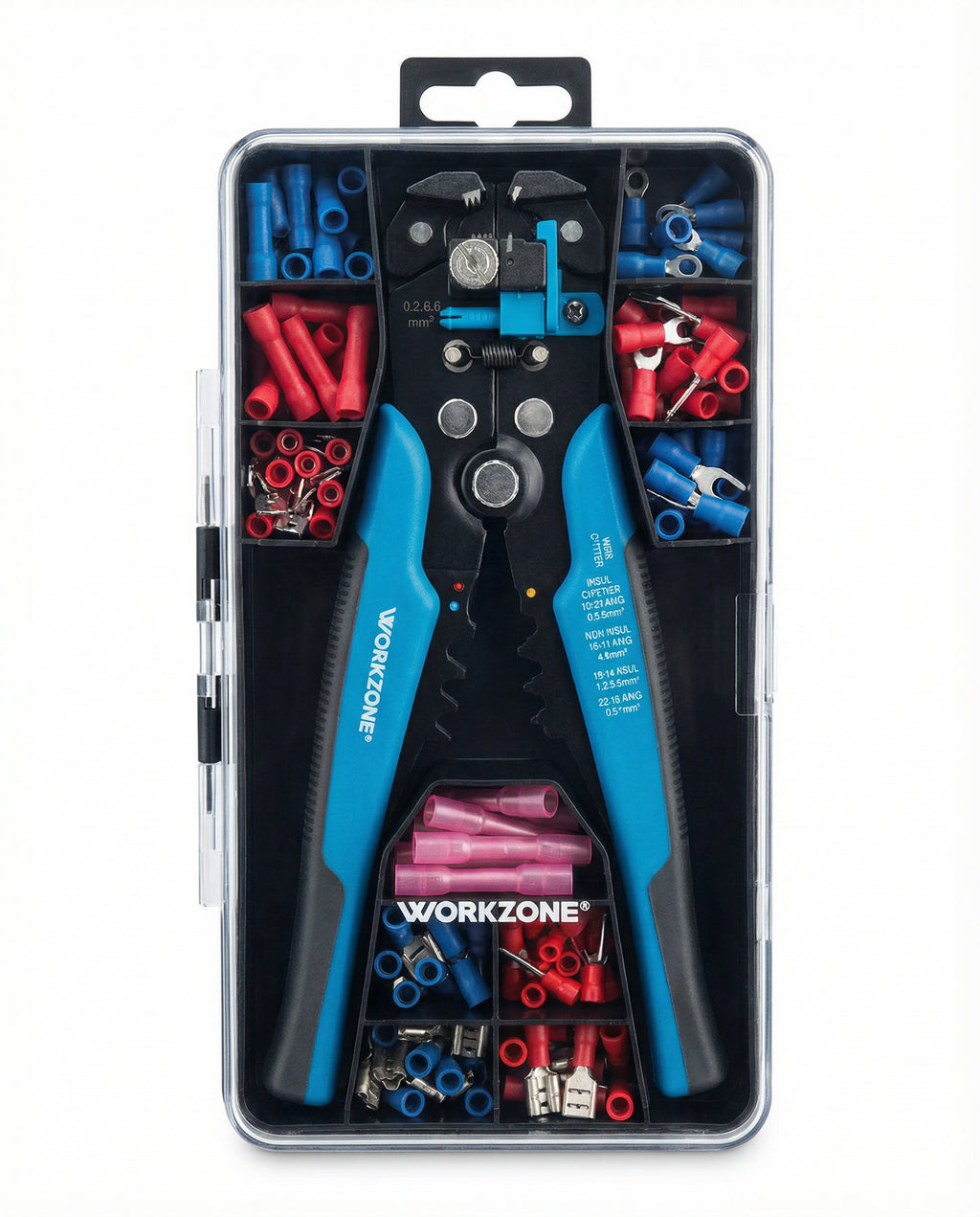 Set Pelacables y Crimpadora Automática con Terminales | Workzone