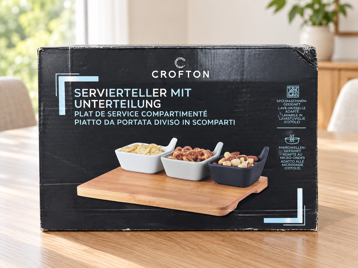 Crofton set de 3 cuencos de gres con bandeja de bambú · ambiente