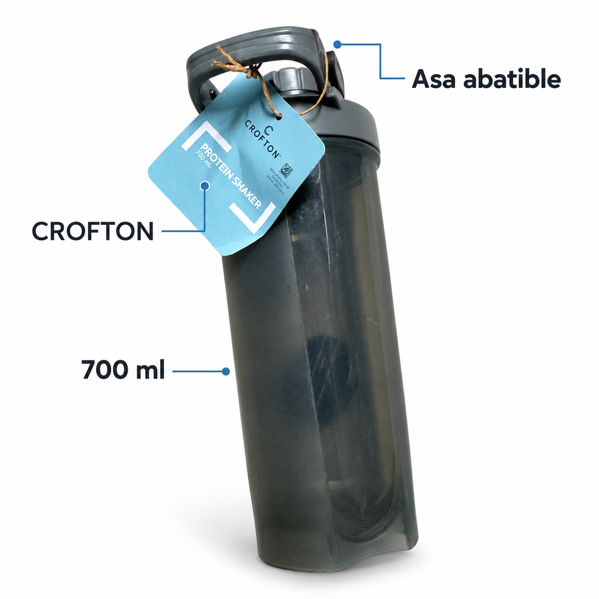 Crofton shaker 700 ml con asa abatible gris: características del shaker