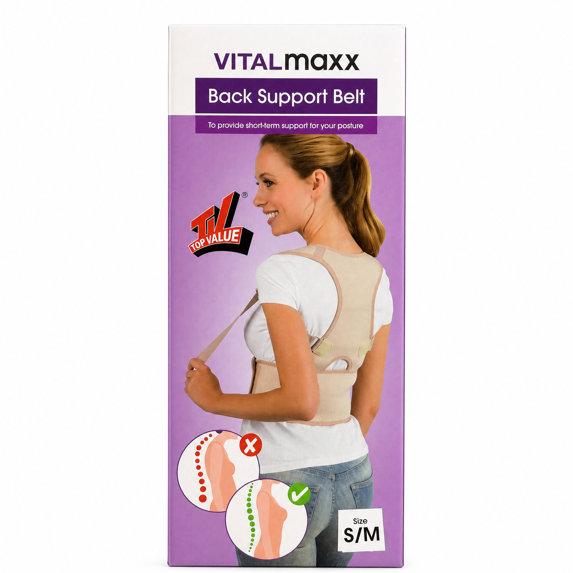 Vitalmaxx Cinturón corrector de espalda talla S/M uso diario