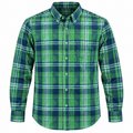Camisa de cuadros verde y azul talla 41 sobre fondo blanco