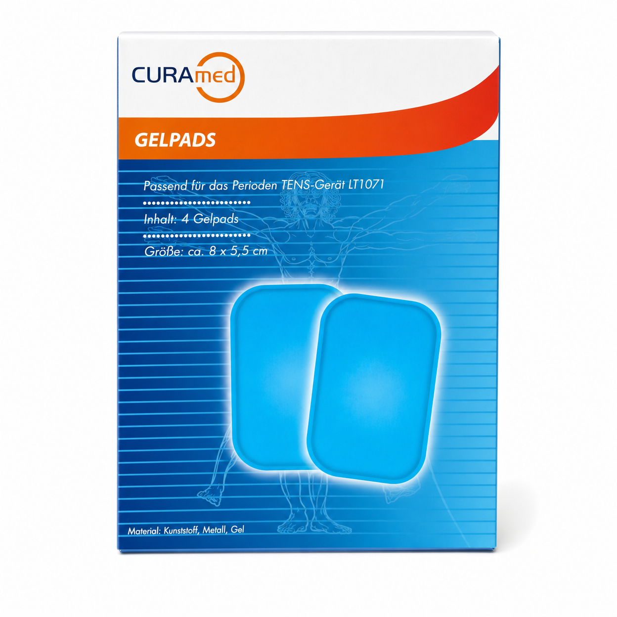 Almohadillas de Gel CURAmed — Repuesto TENS (4 uds, 8x5,5cm)