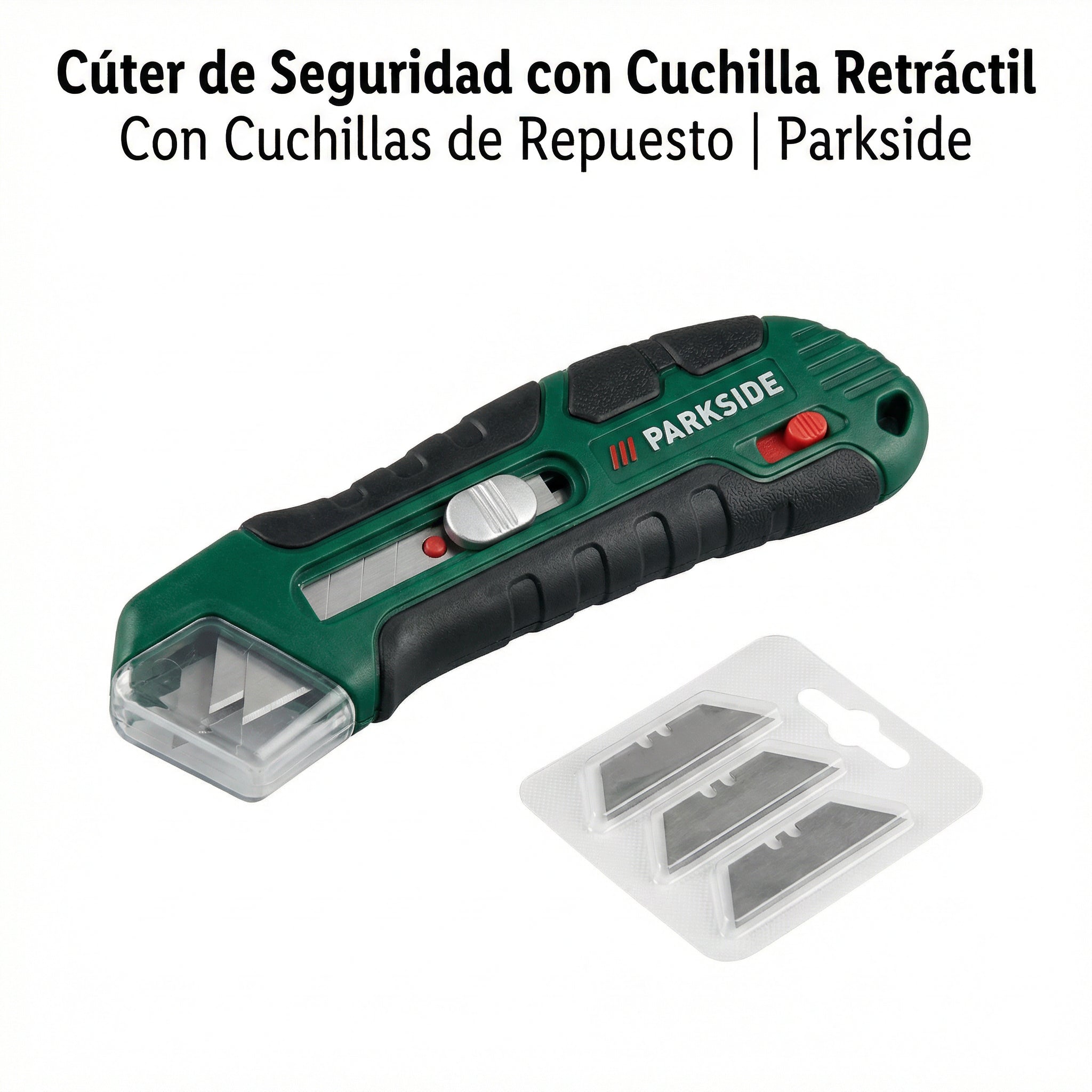 Cúter de Seguridad con Cuchilla Retráctil y Repuestos | Parkside