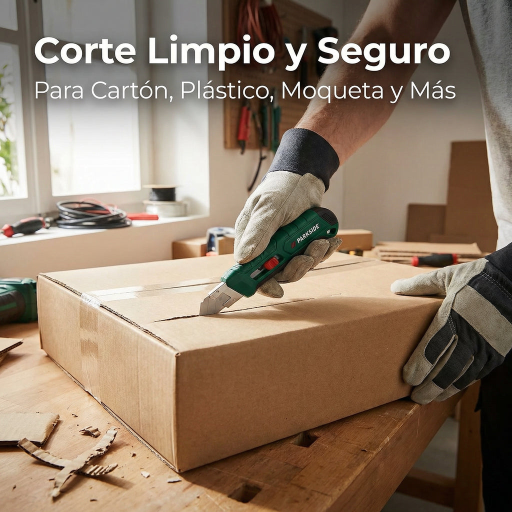 Cúter de Seguridad con Cuchilla Retráctil y Repuestos | Parkside