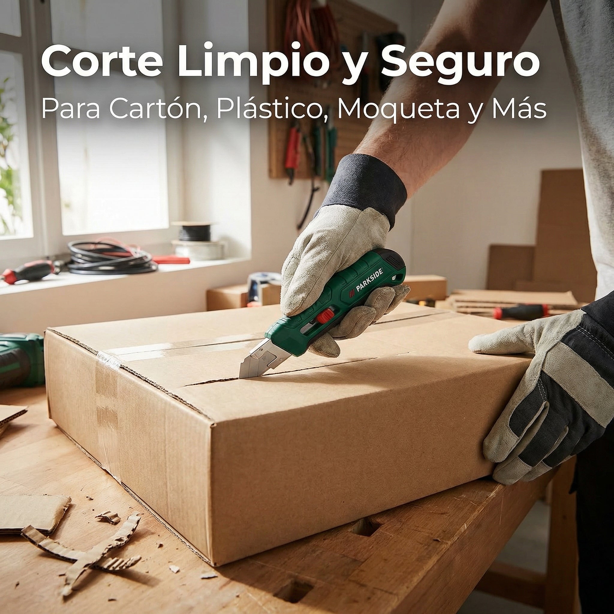 Cúter de Seguridad con Cuchilla Retráctil y Repuestos | Parkside