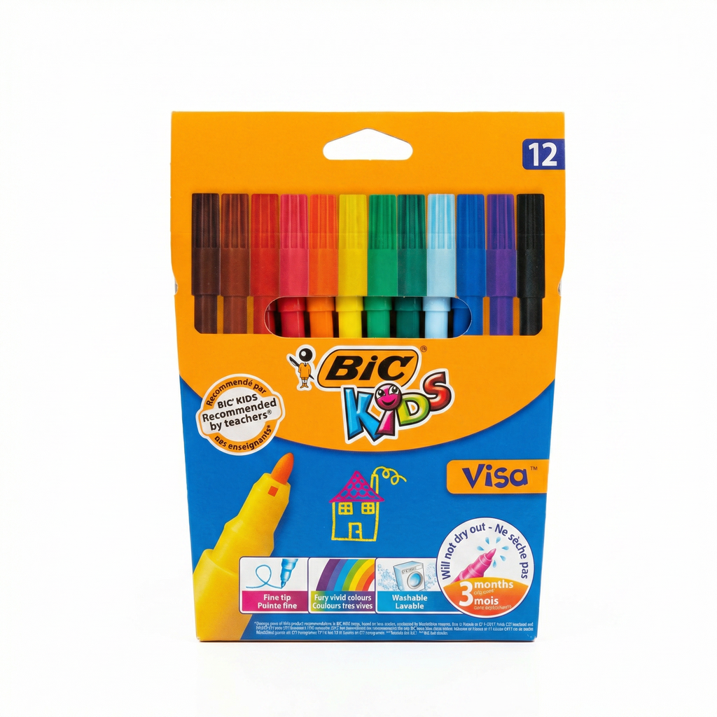 Rotuladores BIC Kids Visa 12 Colores Lavables