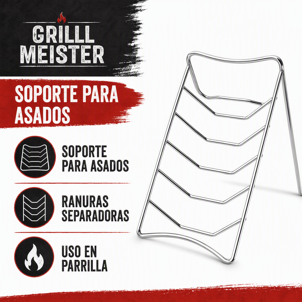 Grill Meister - Soporte para costillas y asados con ranuras separadoras