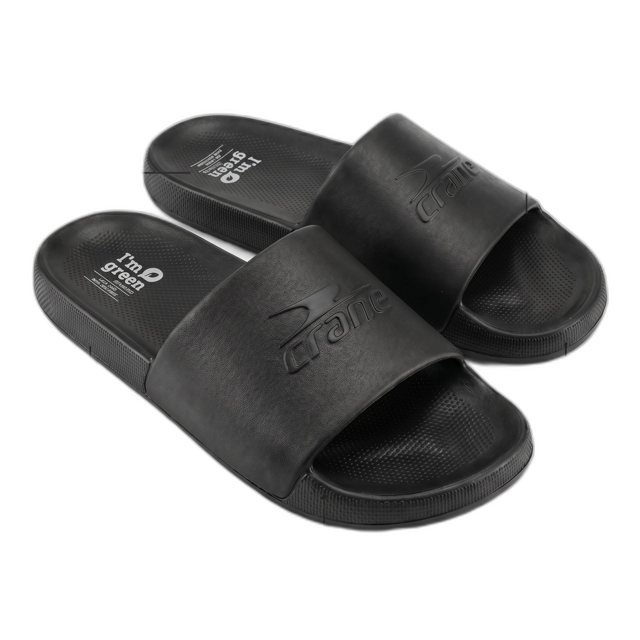 Chanclas Slides Sugar Cane EVA Crane Negras — Ecológicas I'm Green