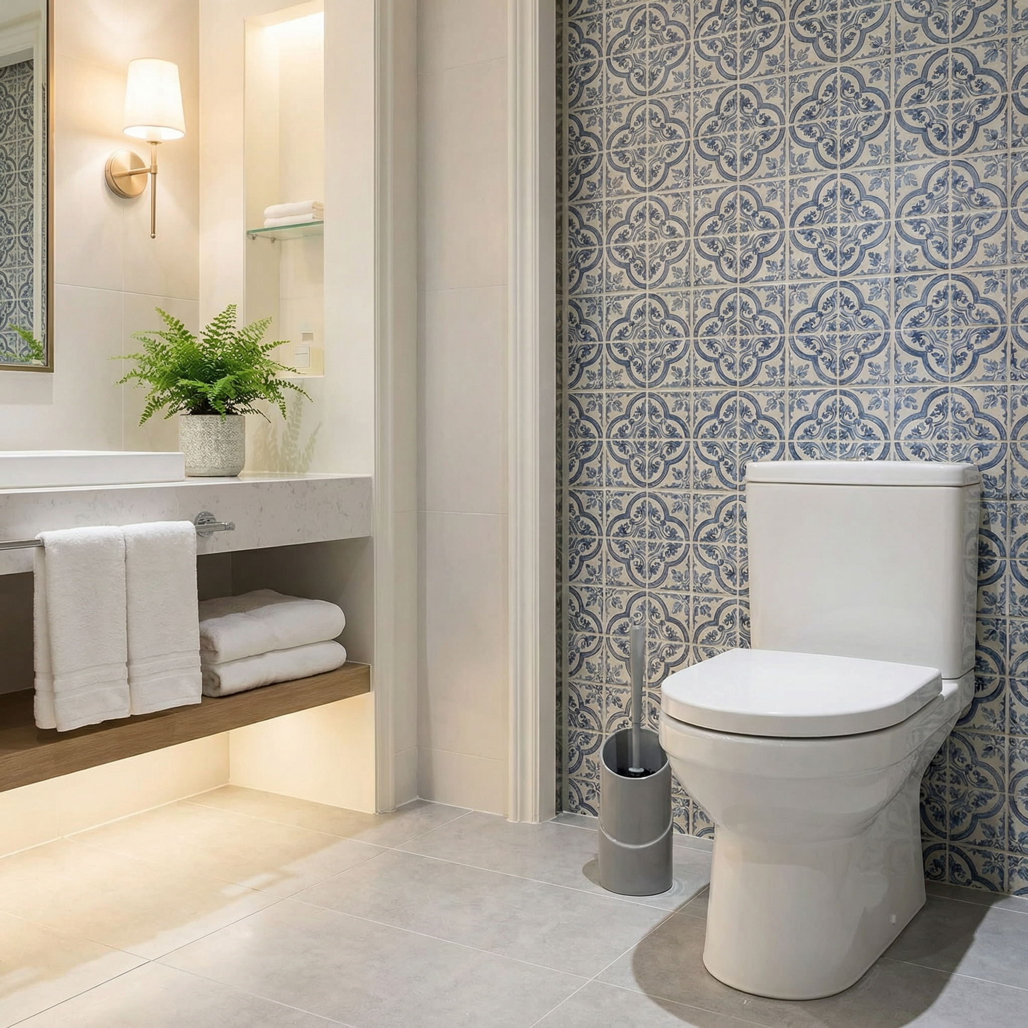 Escobilla de Baño con Soporte Cerámico - Easy Home