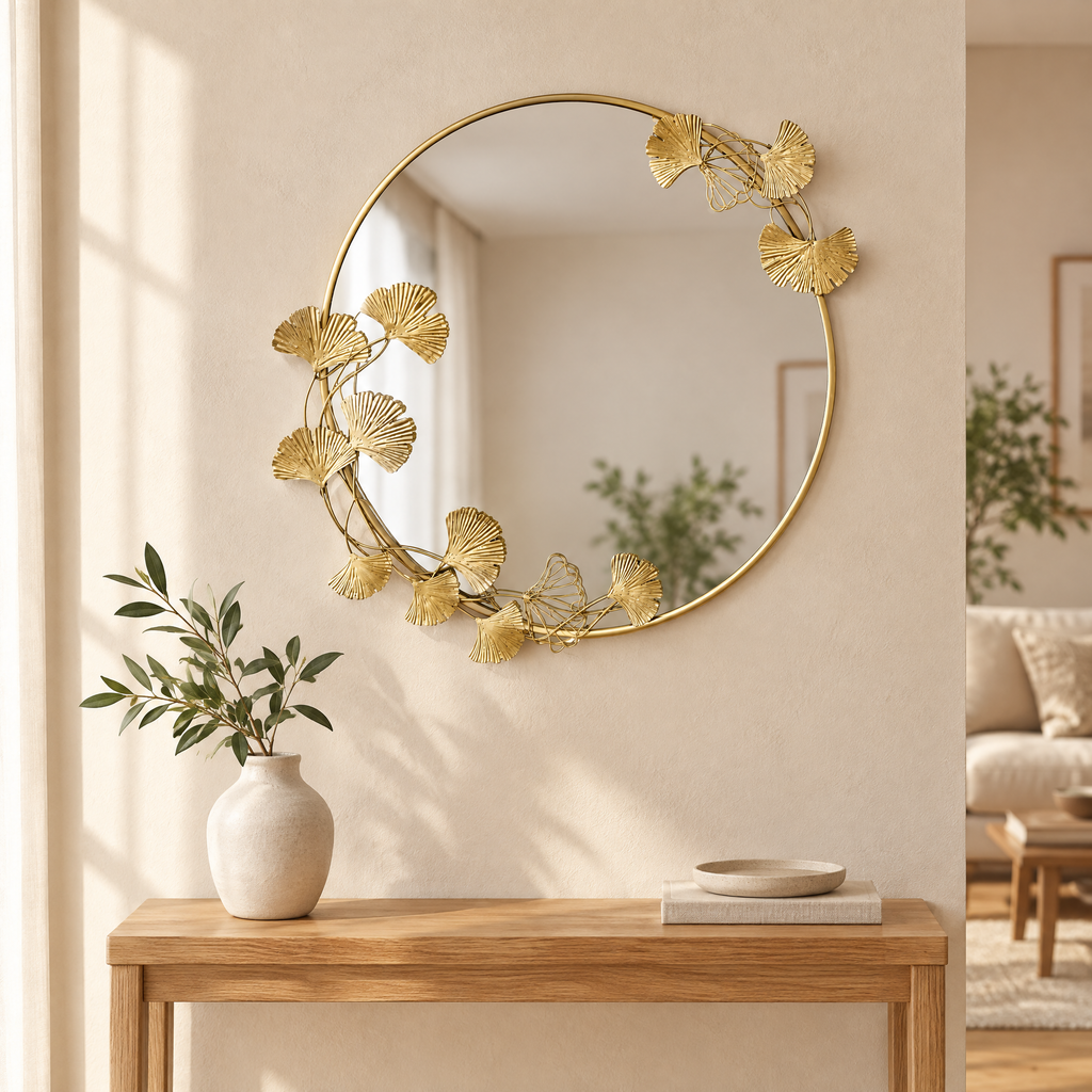Espejo Decorativo LIVARNO home con Hojas de Ginkgo 38,5 × 36,5 cm