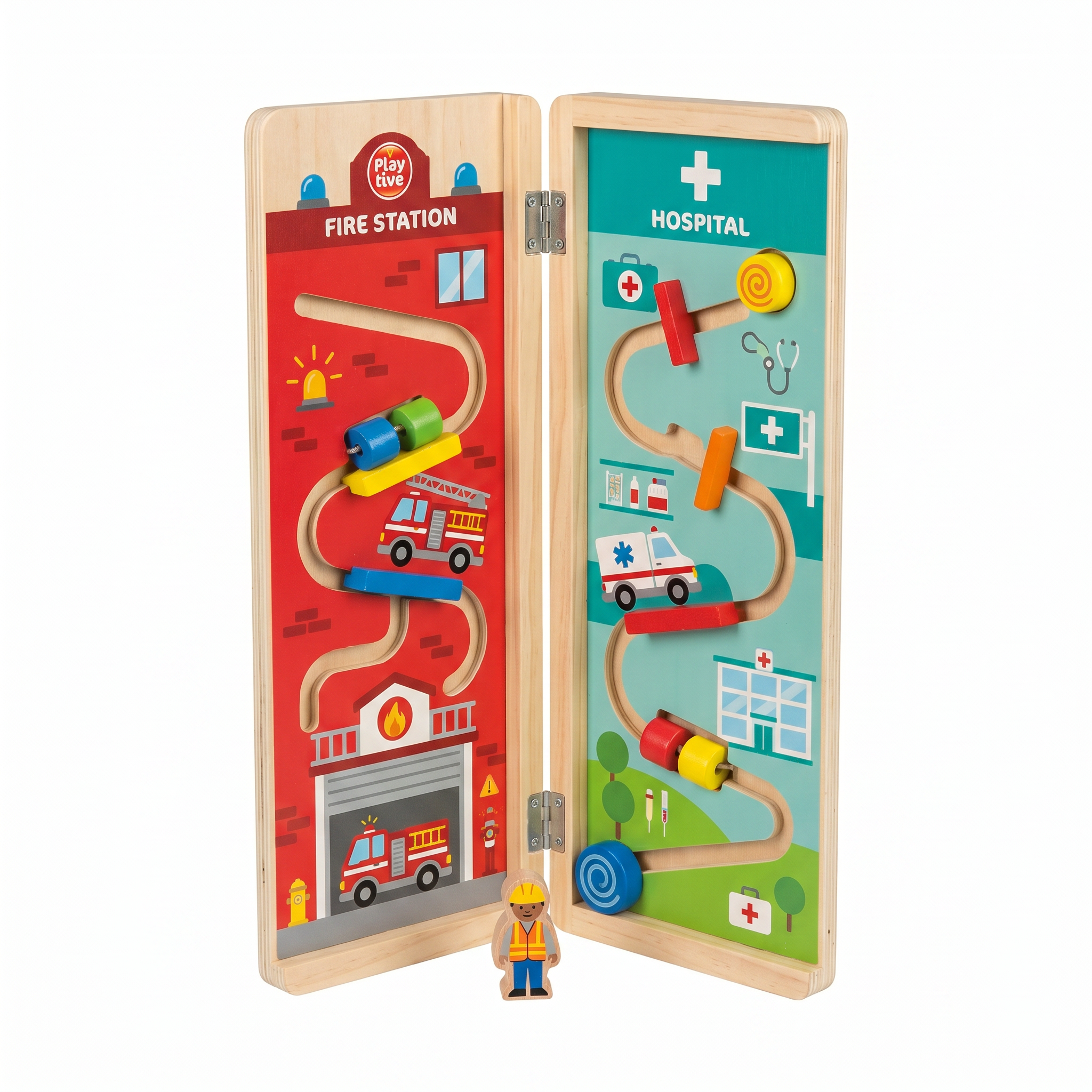 Set de Juego Madera Bomberos y Hospital — Playtive