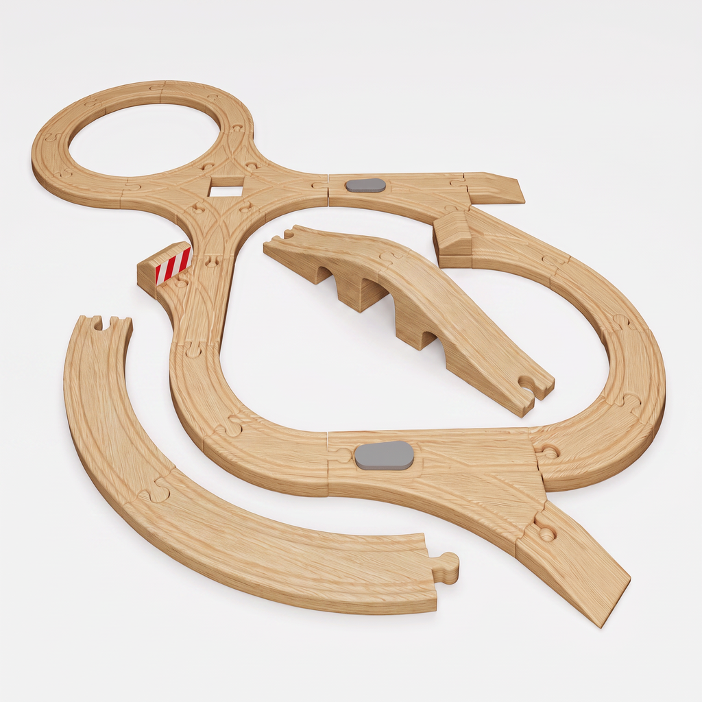 Playtive Set Ampliación Vías de Tren de Madera 23 Piezas