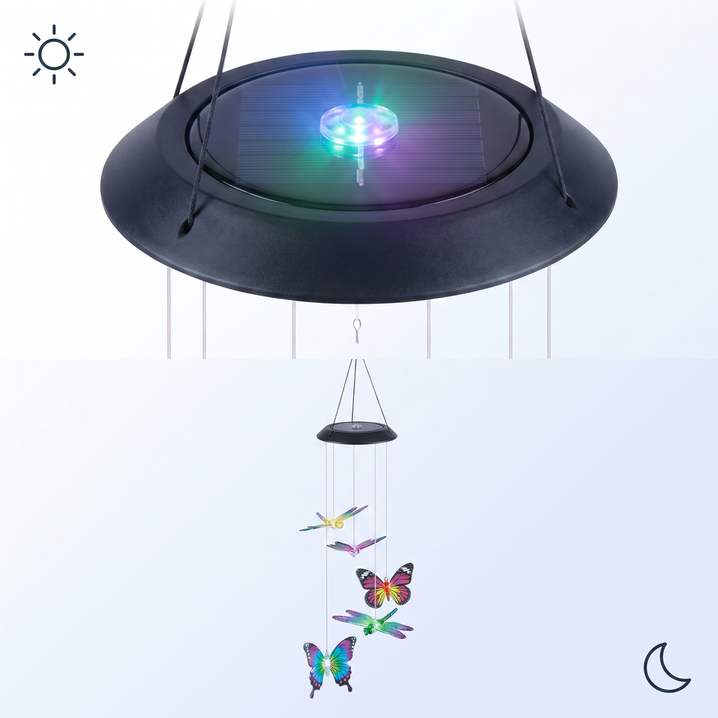 Livarno Home Móvil de Viento Solar LED Luz Cambiante 78 cm