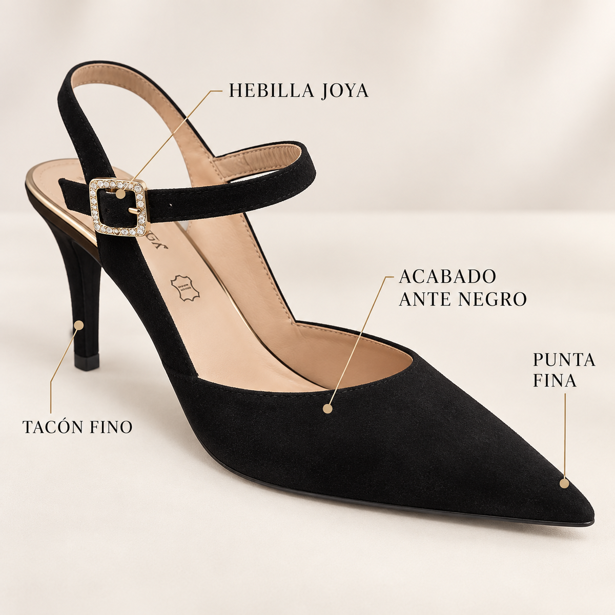 Características de los zapatos Daniela Vega 1516 Ante Negro