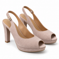 Zapatos peep toe Daniela Vega 1615 ante maquillaje sobre fondo blanco