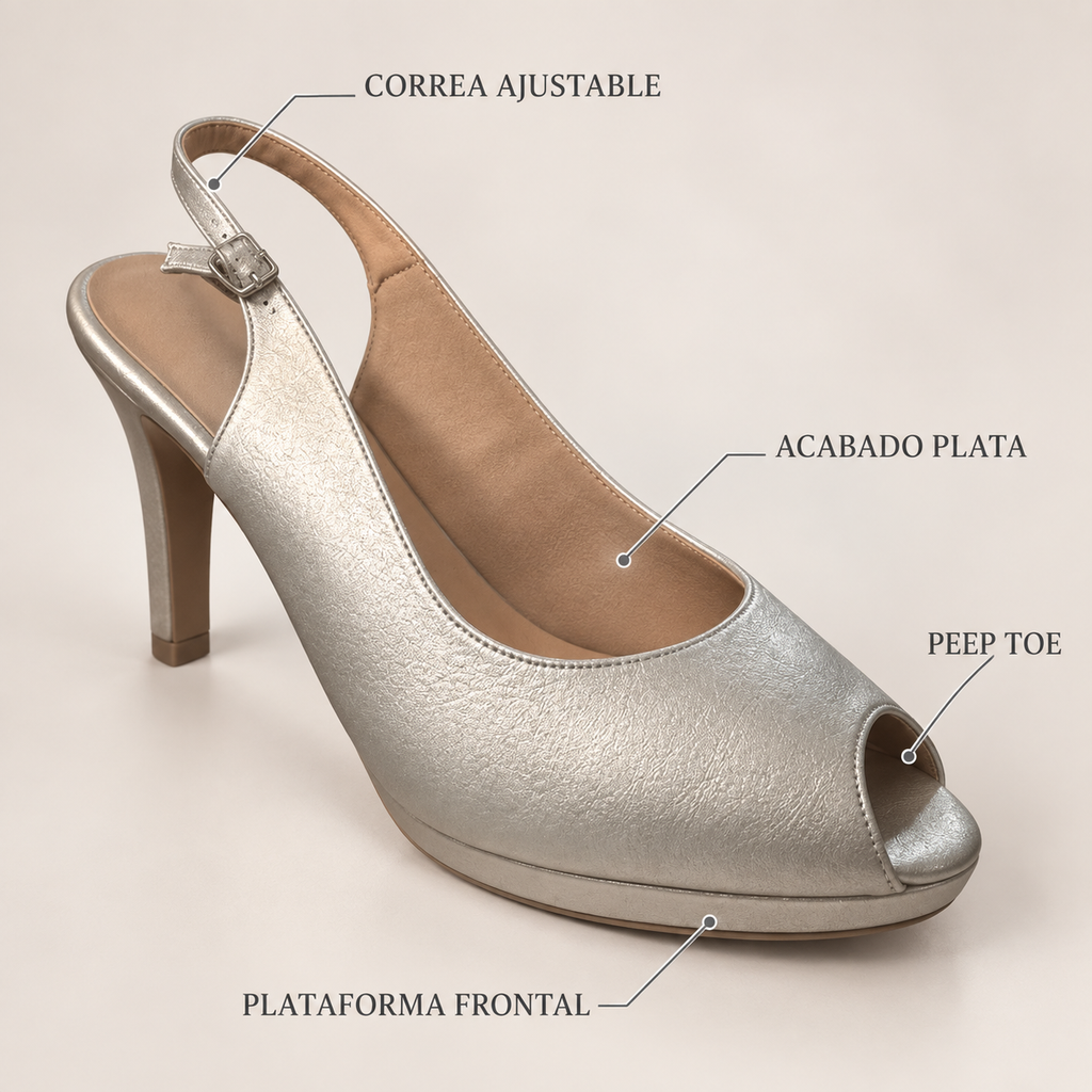 Características de los zapatos Daniela Vega 1615 Cleper Plata