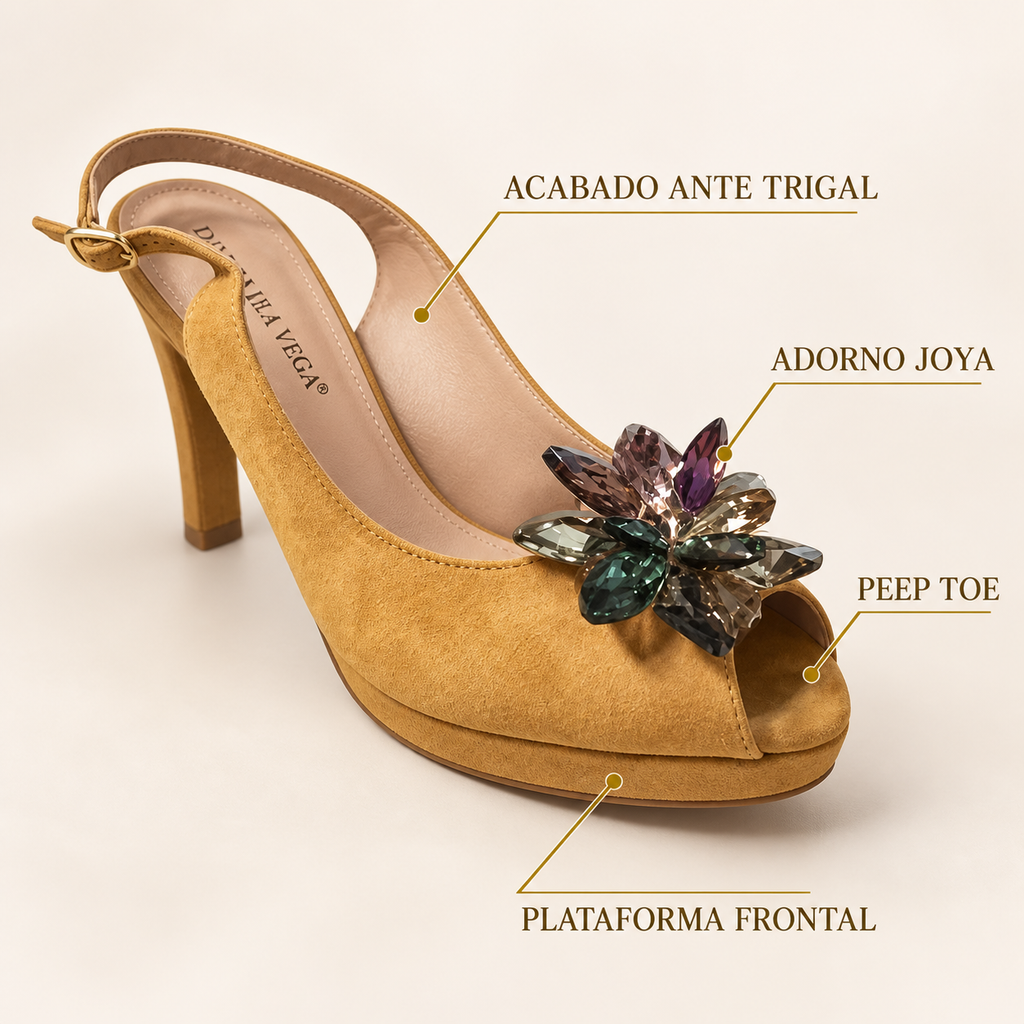 Características de los zapatos Daniela Vega 1617 Ante Trigal
