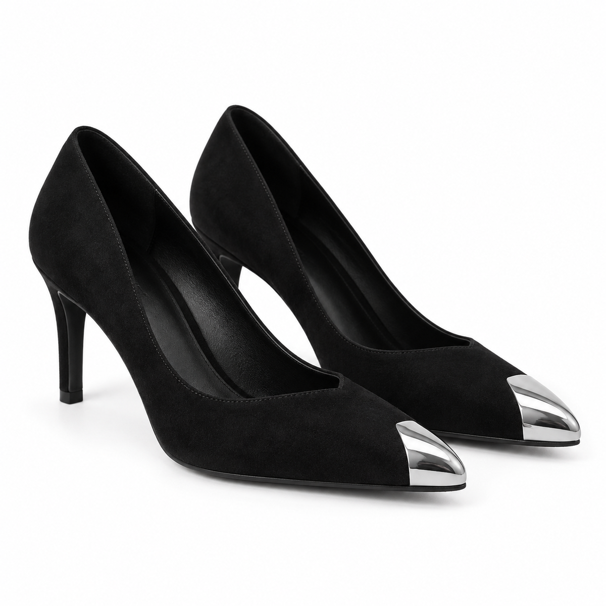 Zapatos Daniela Vega 1725TF Ante Negro con puntera metalizada - vista principal