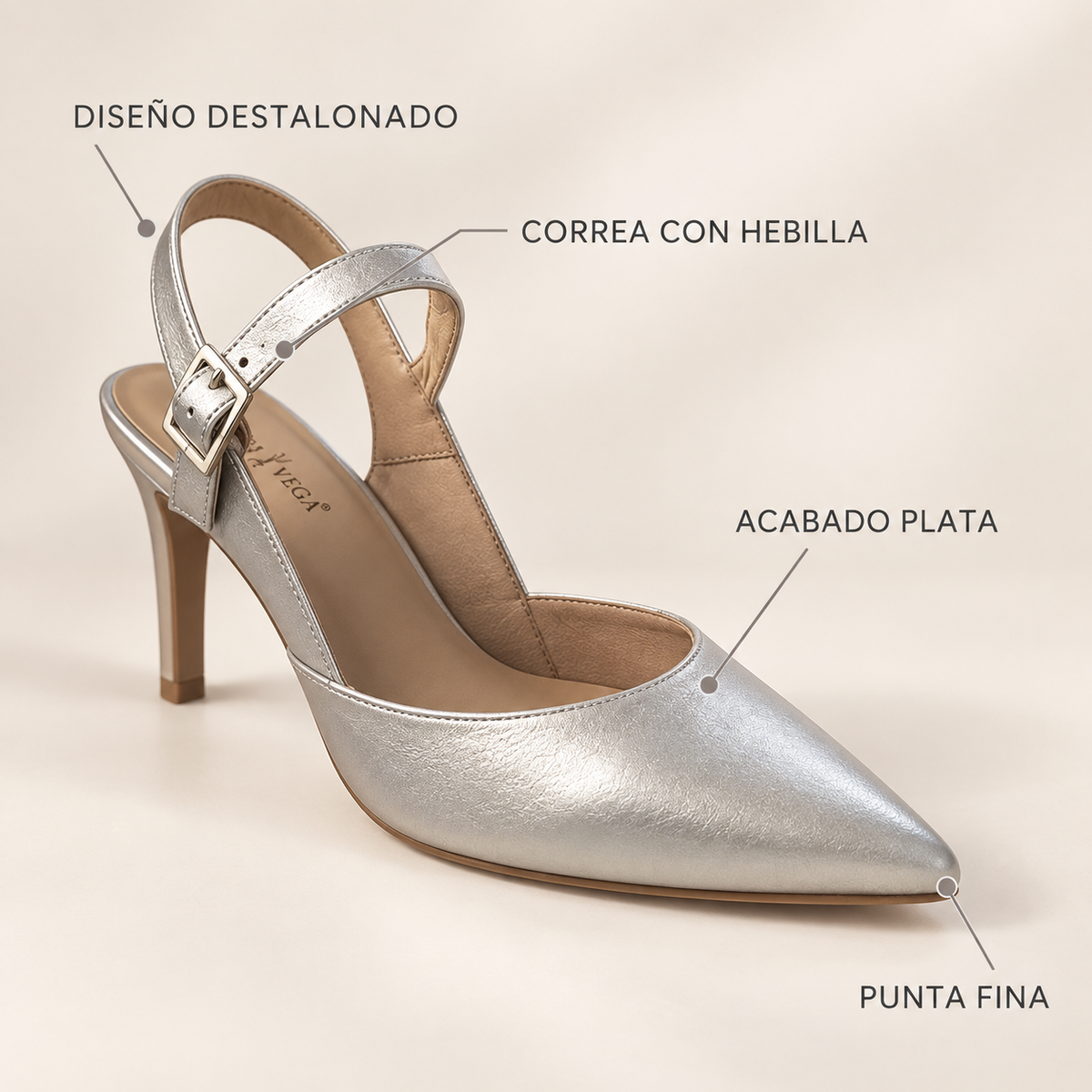 Características de los zapatos Daniela Vega 1765 Clever Plata