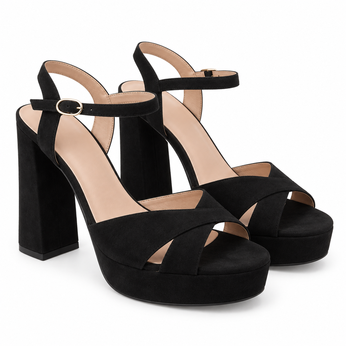 Sandalias de plataforma Daniela Vega 1819 Ante Negro - vista principal