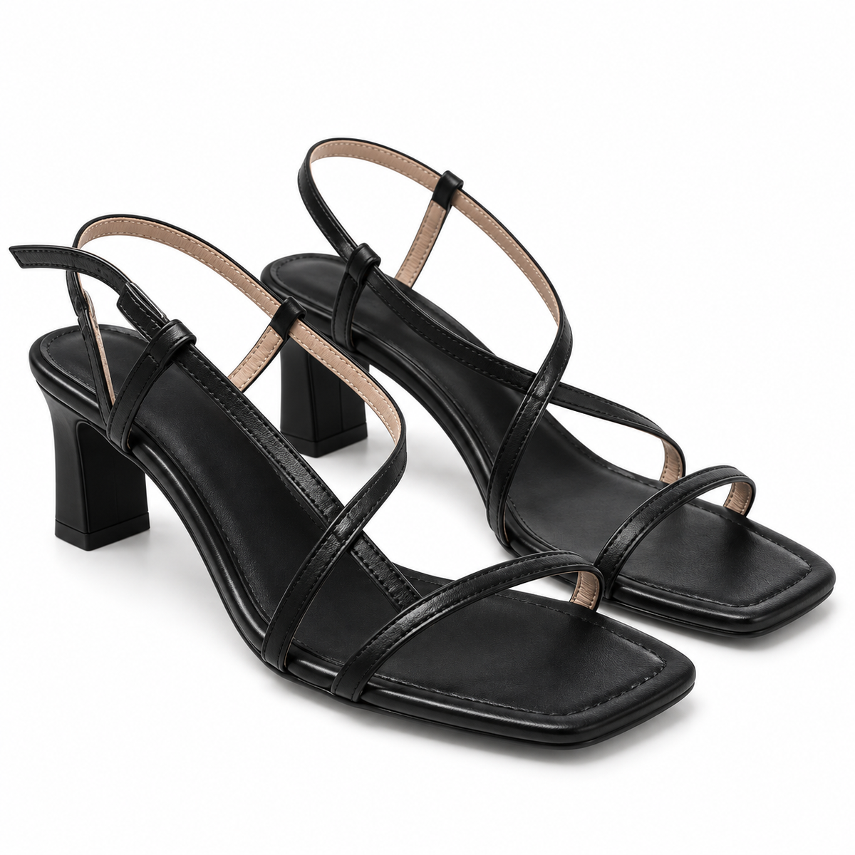 Sandalias Daniela Vega 2112 Napa 7 Negro sobre fondo blanco