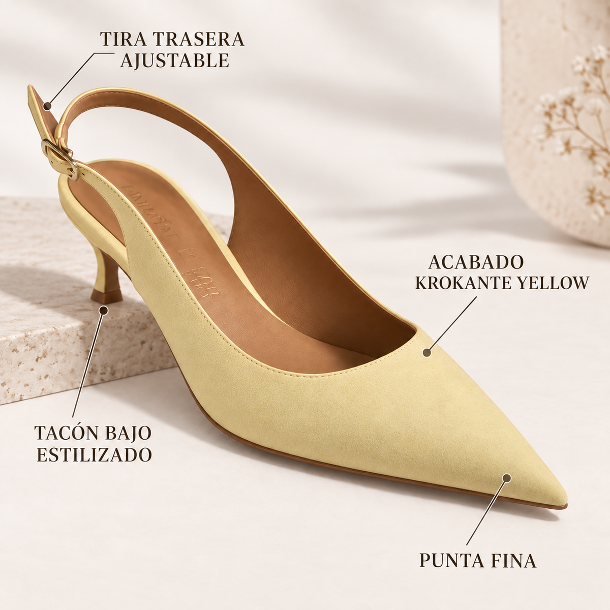 Características de los zapatos Daniela Vega 2287 Krokante Yellow