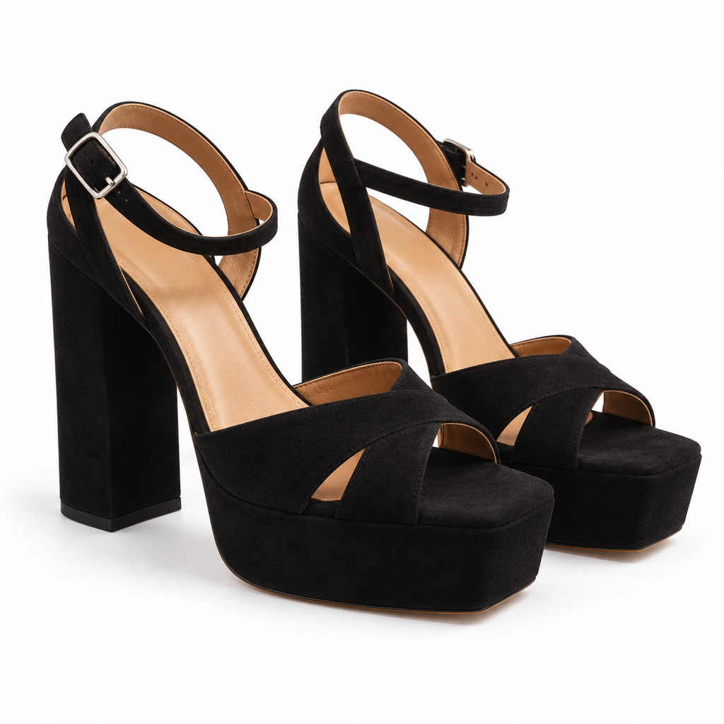 Sandalias de plataforma Daniela Vega 2305 Ante Negro - vista principal