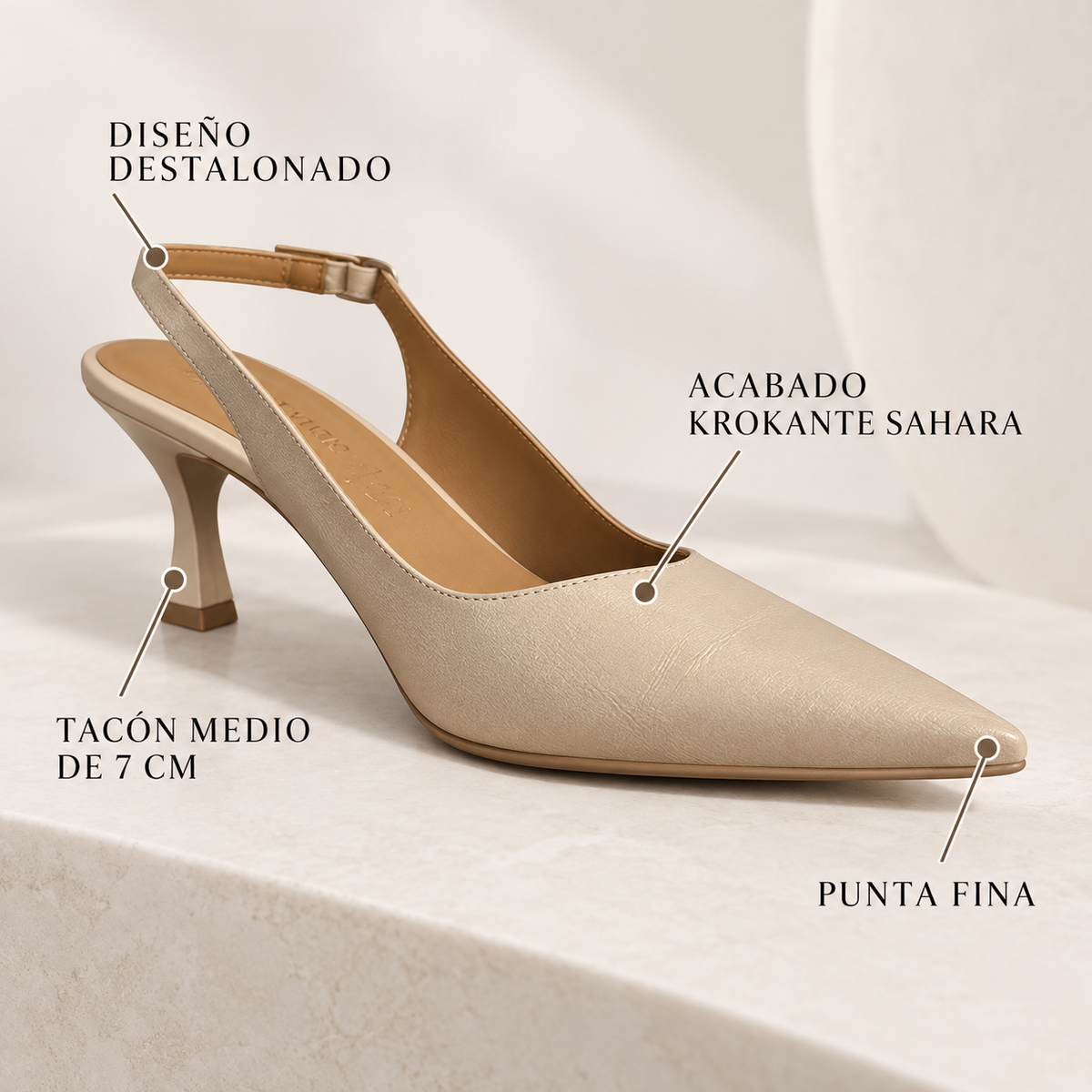 Características de los zapatos Daniela Vega 2315 Krokante Sahara