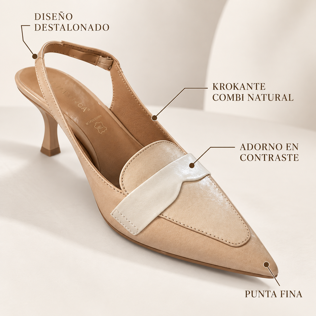 Características de los zapatos Daniela Vega 2379 Krokante Combi Natural