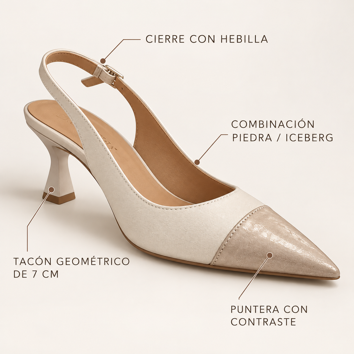Características de los zapatos Daniela Vega 2381 Piedra Iceberg