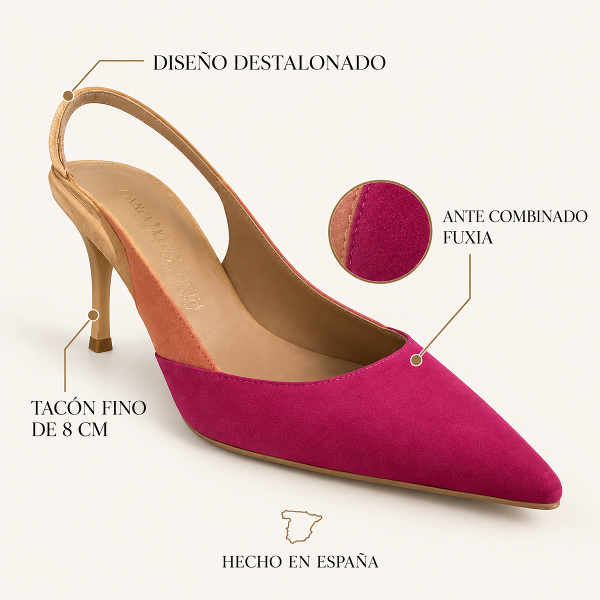 Características de los zapatos Daniela Vega 2445 ante fucsia