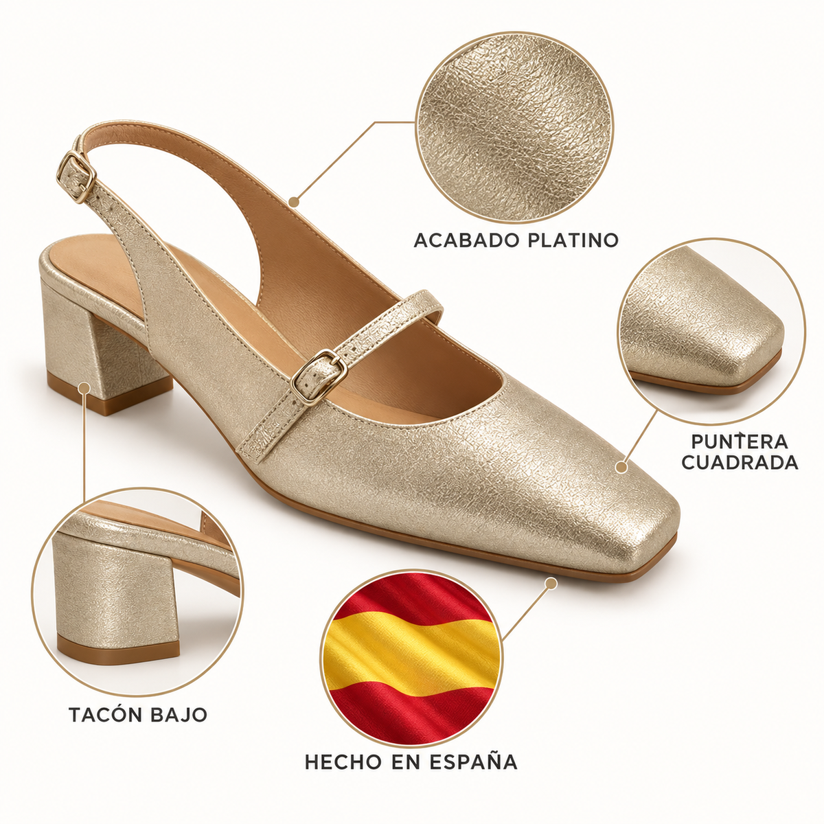 Características de los zapatos Daniela Vega 2451N Adhara Platino
