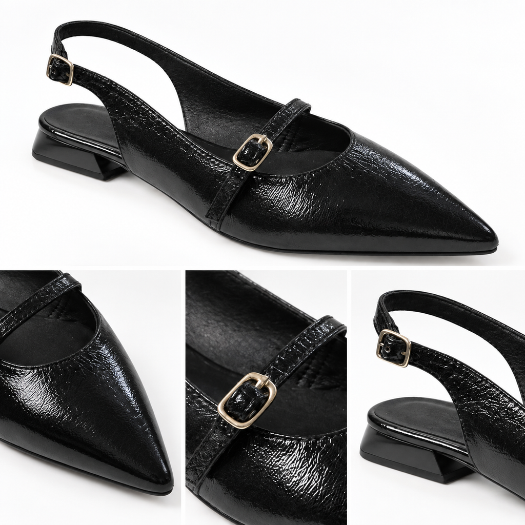 Detalles de los zapatos Daniela Vega 2452 Krokante Negro
