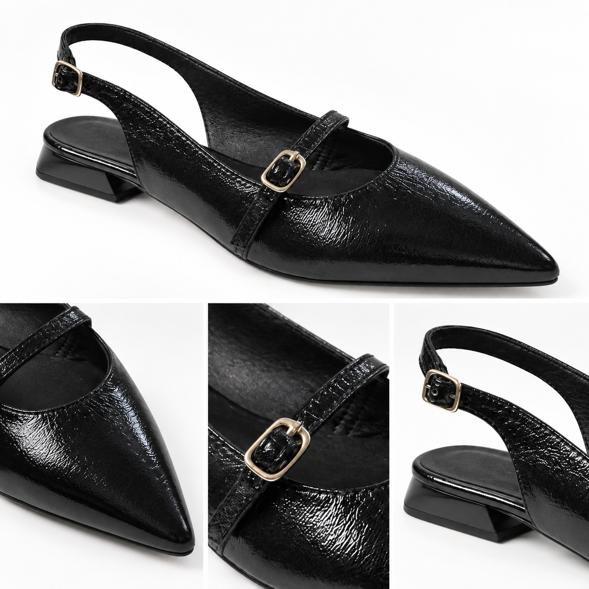 Detalles de los zapatos Daniela Vega 2452 Krokante Negro