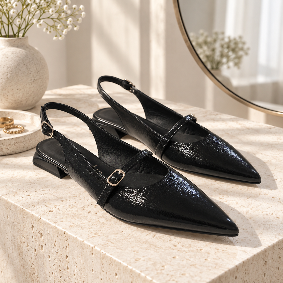 Zapatos Daniela Vega 2452 Krokante Negro en ambiente elegante