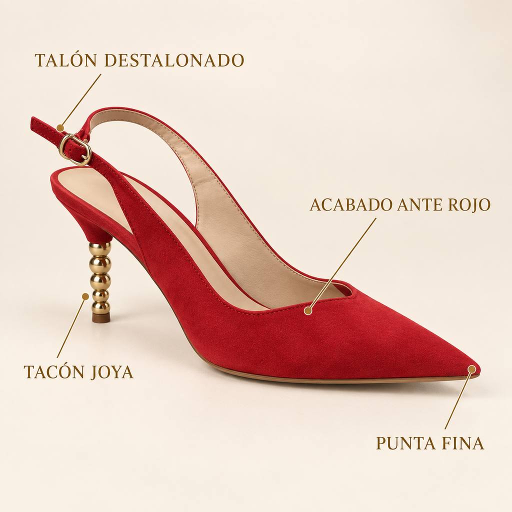 Características de los zapatos Daniela Vega D1068 Ante Rojo