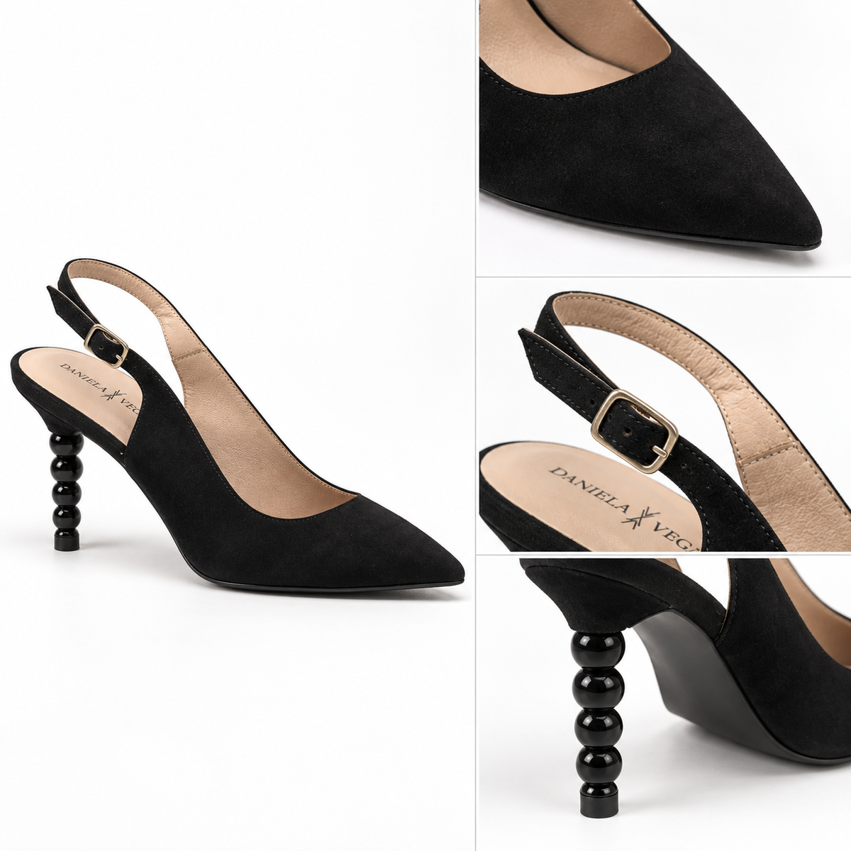 Detalles de los zapatos Daniela Vega D1068N Ante Negro