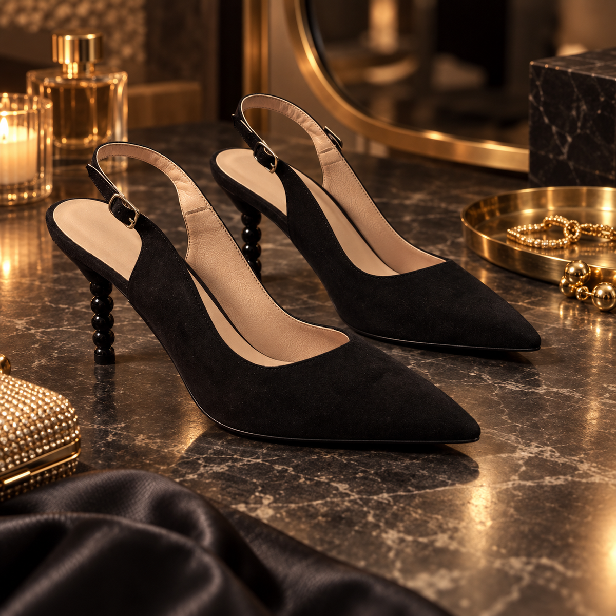Zapatos Daniela Vega D1068N Ante Negro en ambiente elegante