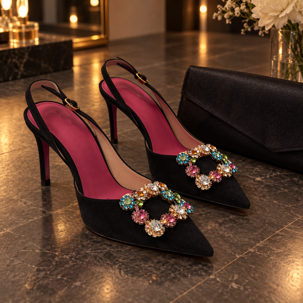 Zapatos Daniela Vega S1534 Ante Negro en ambiente lifestyle elegante