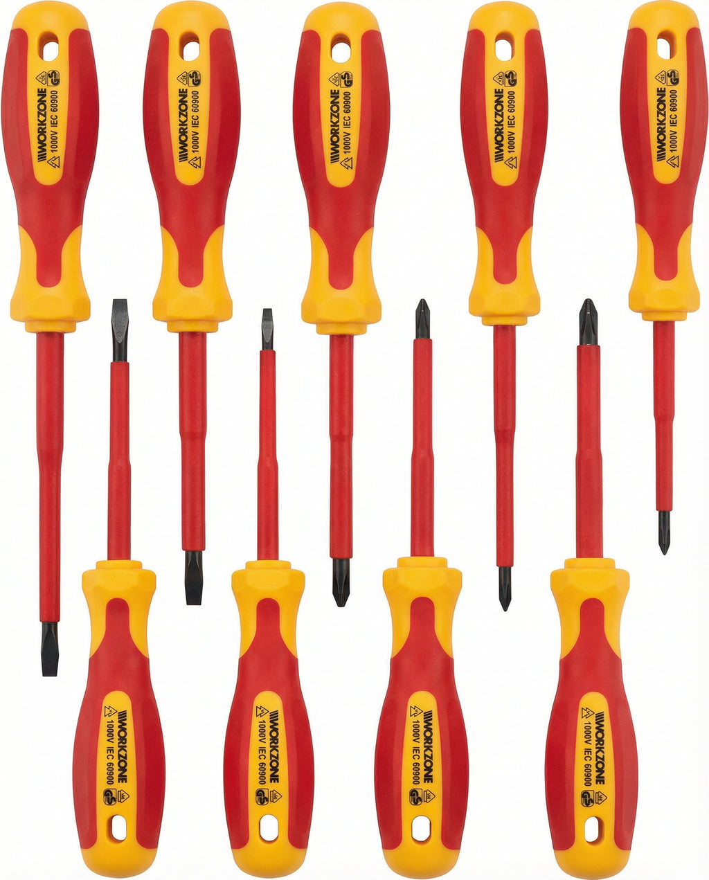 Set 8 Destornilladores VDE Aislados 1000V Planos + Phillips | Workzone